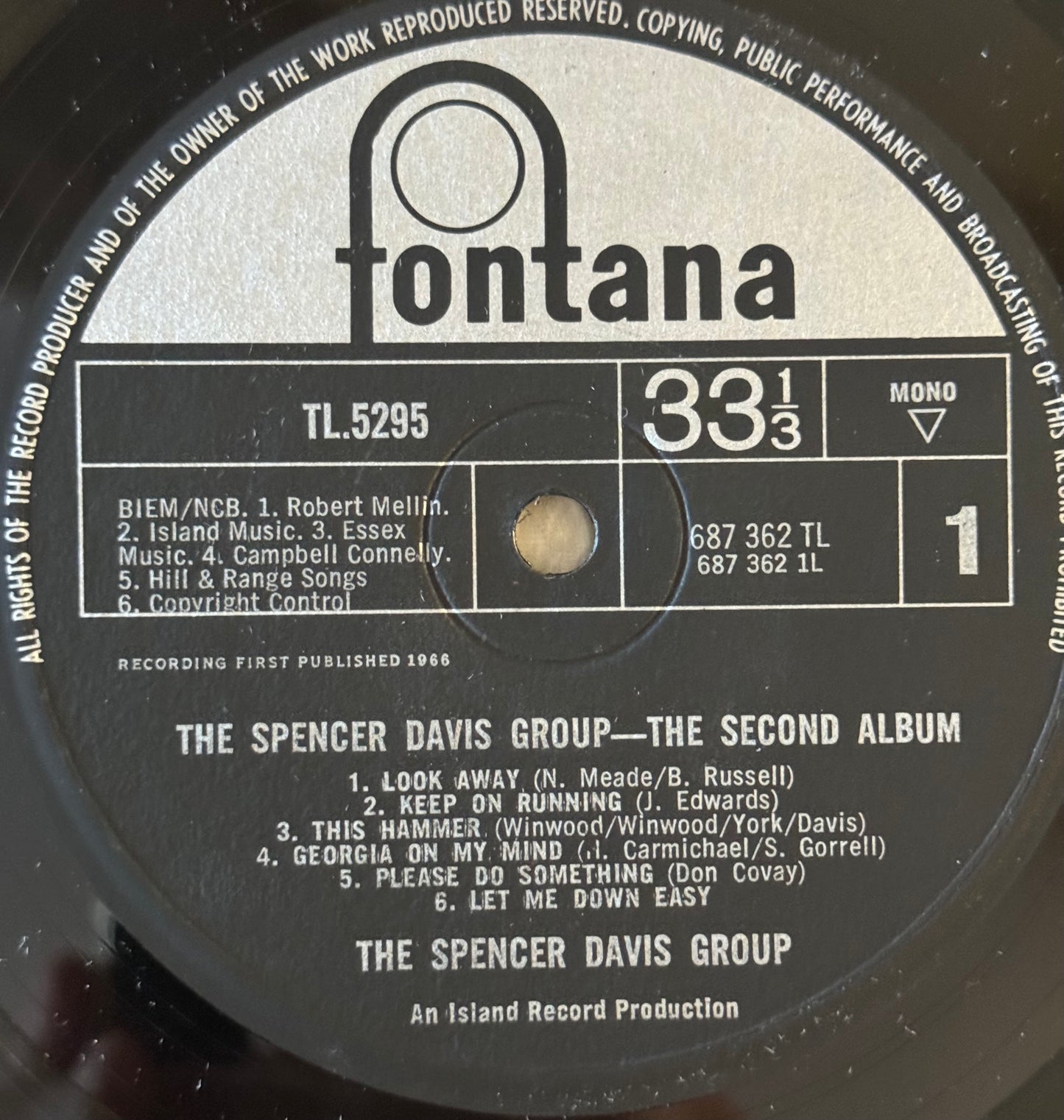 Spencer Davies Group Second Album LP Fontana '68 EX/EX