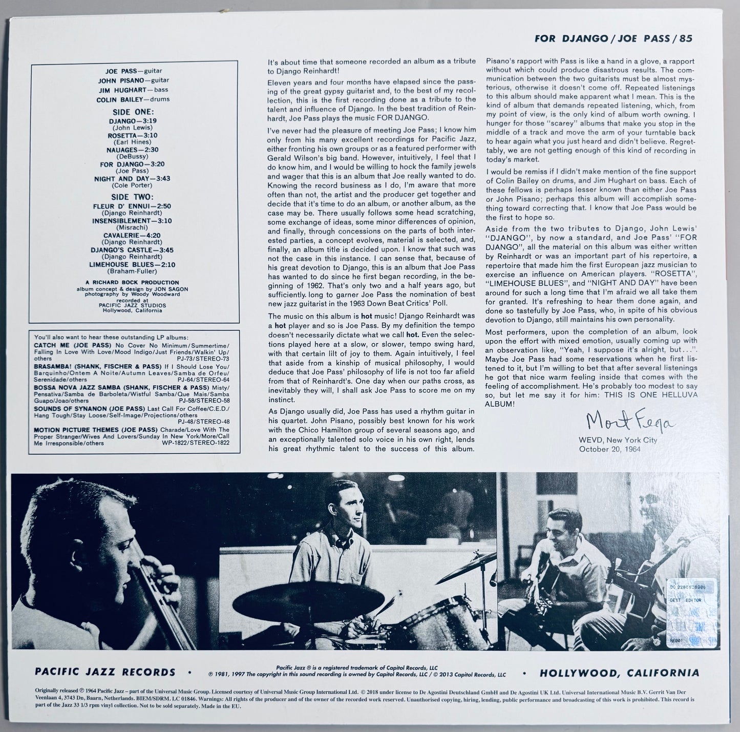 Joe Pass – For Django (Blue Note Tone Poet Series 180 g LP, Near Mint)