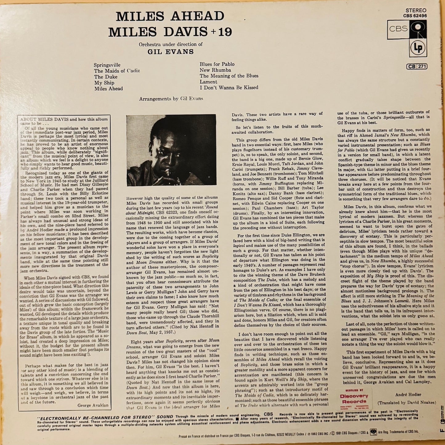 Miles Davis - Miles Ahead (VINYL LP, CBS France, 1970s Reissue) - EX/EX