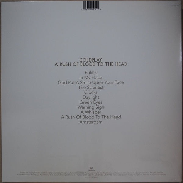 Coldplay – A Rush of Blood to the Head (Transparent Vinyl LP, Parlophone) – Mint / Sealed