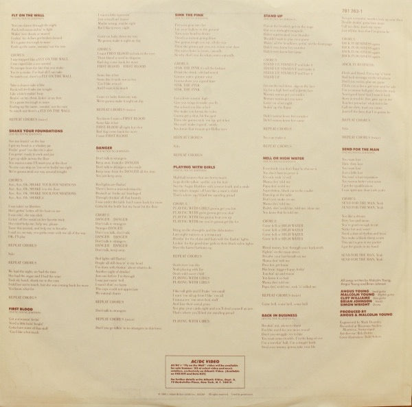 AC/DC - Fly on the Wall (Vinyl LP, Atlantic, 1985) - EX /EX