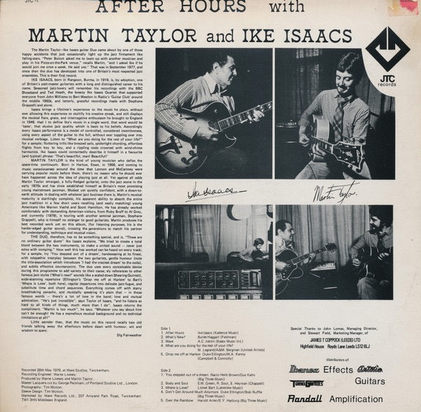 Martin Taylor, Ike Isaacs - After Hours (Vinyl LP, JTC, 1979) - EX / EX