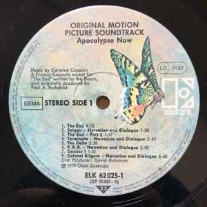 Carmine Coppola & Francis Coppola – Apocalypse Now (Original Motion Picture Soundtrack) (2x Vinyl LP, Elektra, 1979) – EX / EX