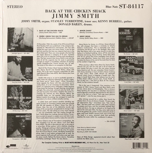The Incredible Jimmy Smith Back at the Chicken Shack Blue Note 75th Vinyl NM