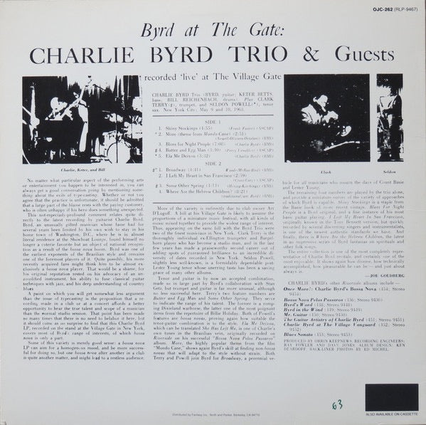 Charlie Byrd - Byrd at the Gate (Vinyl LP, Original Jazz Classics) - Near Mint
