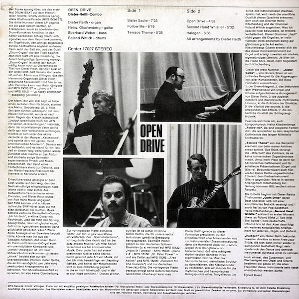 Dieter Reith – Open Drive (Vinyl LP, Center Records, 1968) – EX / EX