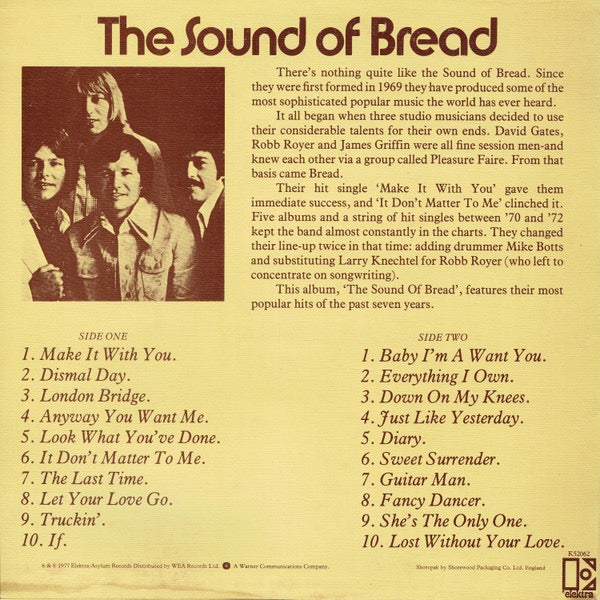 Bread - The Sound of Bread (Vinyl LP, Elektra 1977) - Ex / Ex