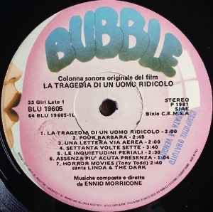 Ennio Morricone - La Tragedia Di Un Uomo Ridicolo (Vinyl LP, Bubble, Italy, 1981) - VG / EX