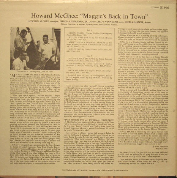 Howard McGhee – Maggie’s Back in Town!! (Vinyl LP, Contemporary Records, Germany, 1989) – EX / EX