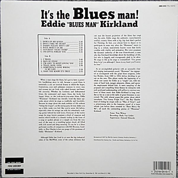 Eddie "Blues Man" Kirkland Its the Blues Man! LP Original Blues Classics NM