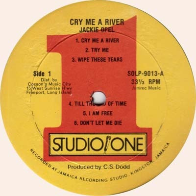 JACKIE OPEL Cry Me A River LP Studio One EX/EX