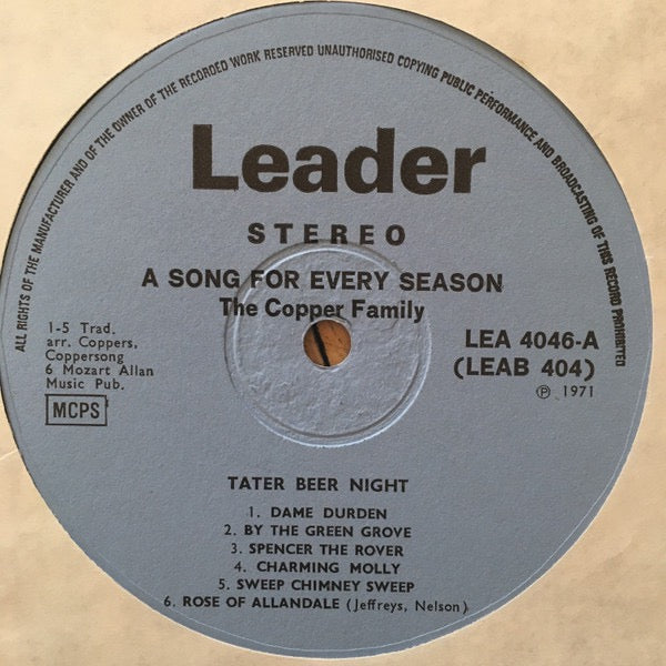 The Copper Family - A Song For Every Season (4x Vinyl LP Box Set, Leader, 1975) - EX / EX