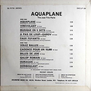 Jazz Trio Paris (Martial Solal) Aquaplane 10" LP Sylvester Music Co. Library