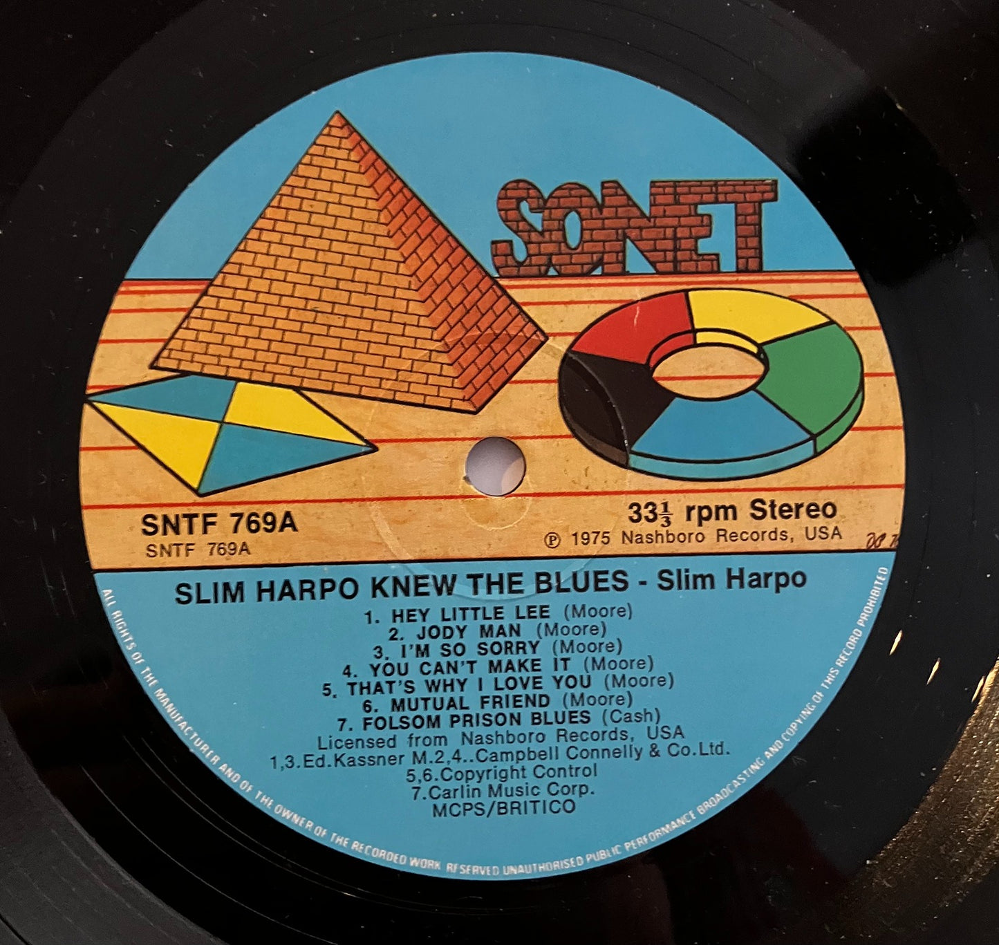 Slim Harpo He Knew the Blues LP Sonet EX/EX