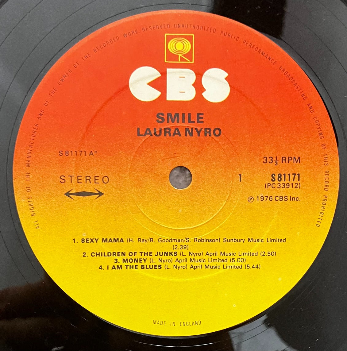 Laura Nyro Smile LP CBS 1976 EX/EX