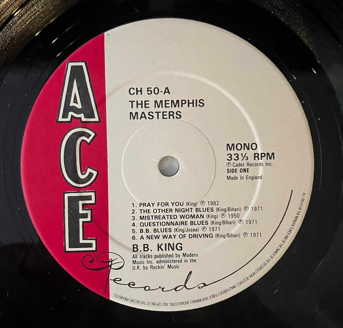 B.B. King The Memphis Masters LP Ace Ex/Ex