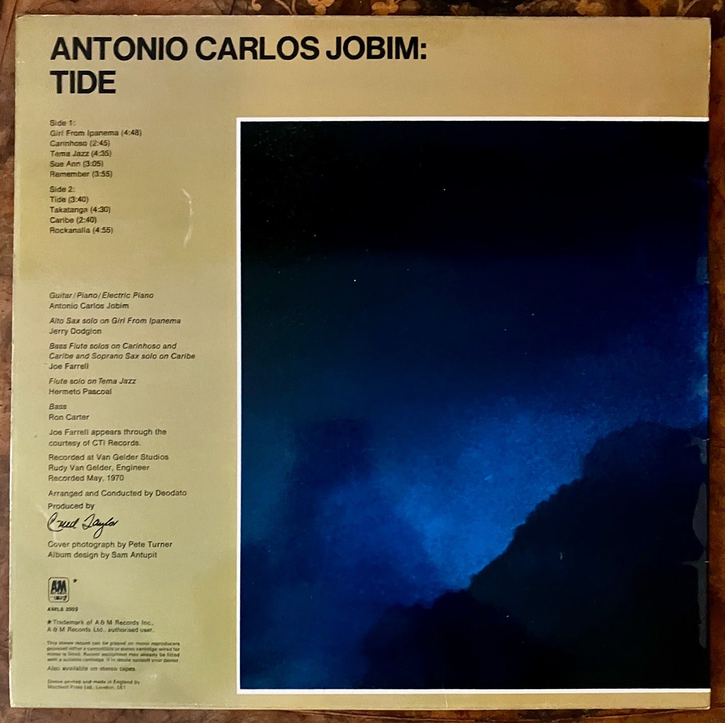 Antonio Carlos Jobim Tide LP A&M EX/EX