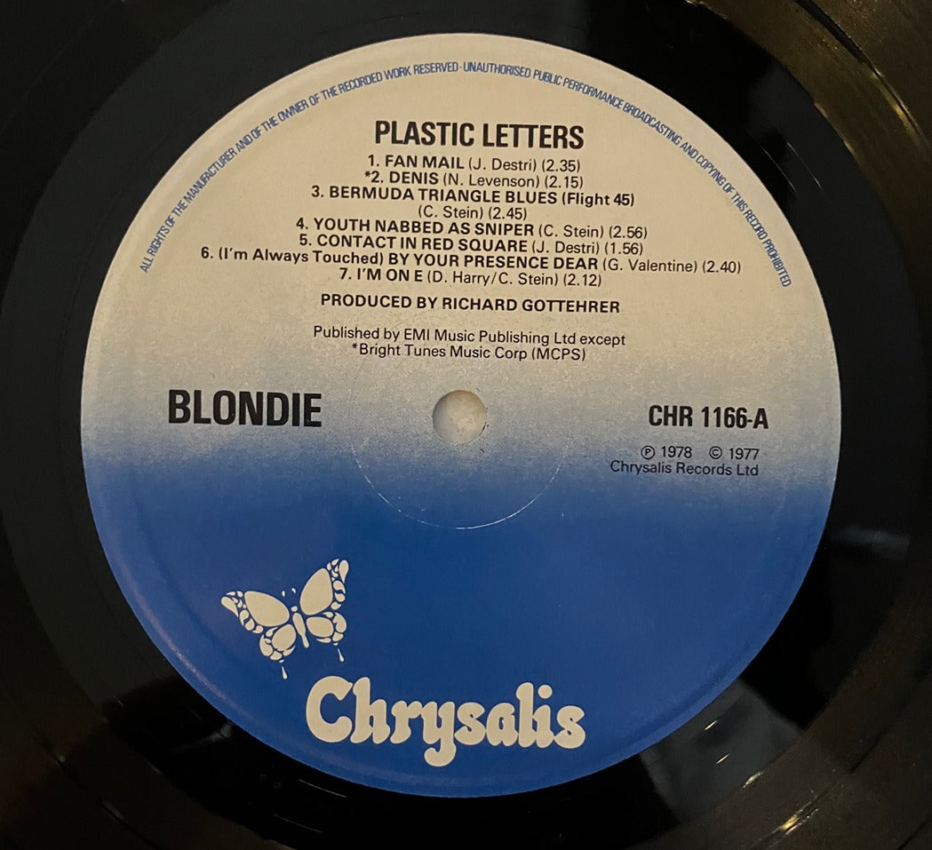 Blondie Plastic Letters LP Chrysalis EX/EX