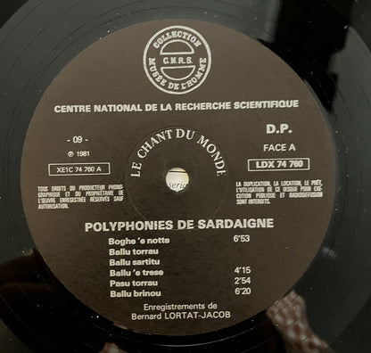 Polyphonies de Sardaigne LP Le Chant du Monde EX/EX