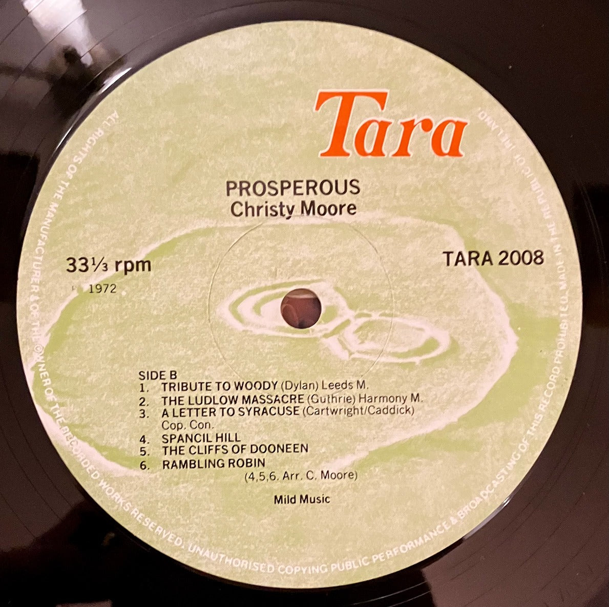 Christy Moore Prosperous LP Tara VG+/EX