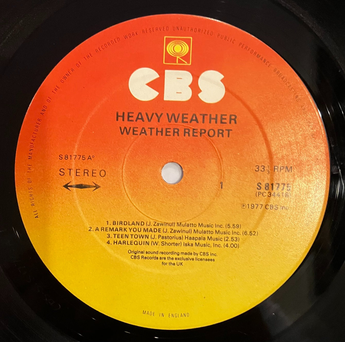 Weather Report Heavy Weather LP CBS go 1977 EX/EX