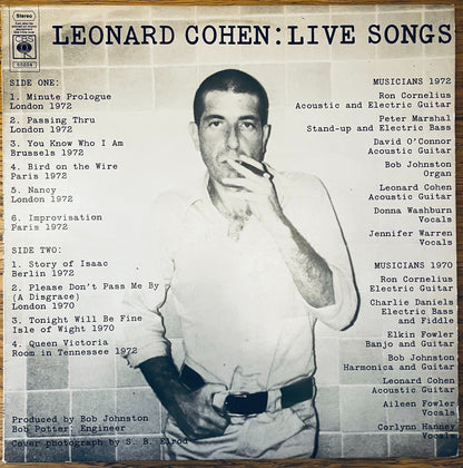 Leonard Cohen Live Songs LP CBS EX/EX