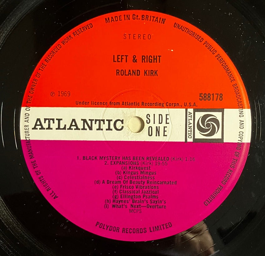 Roland Kirk Left and Right LP Atlantic VG+/EX