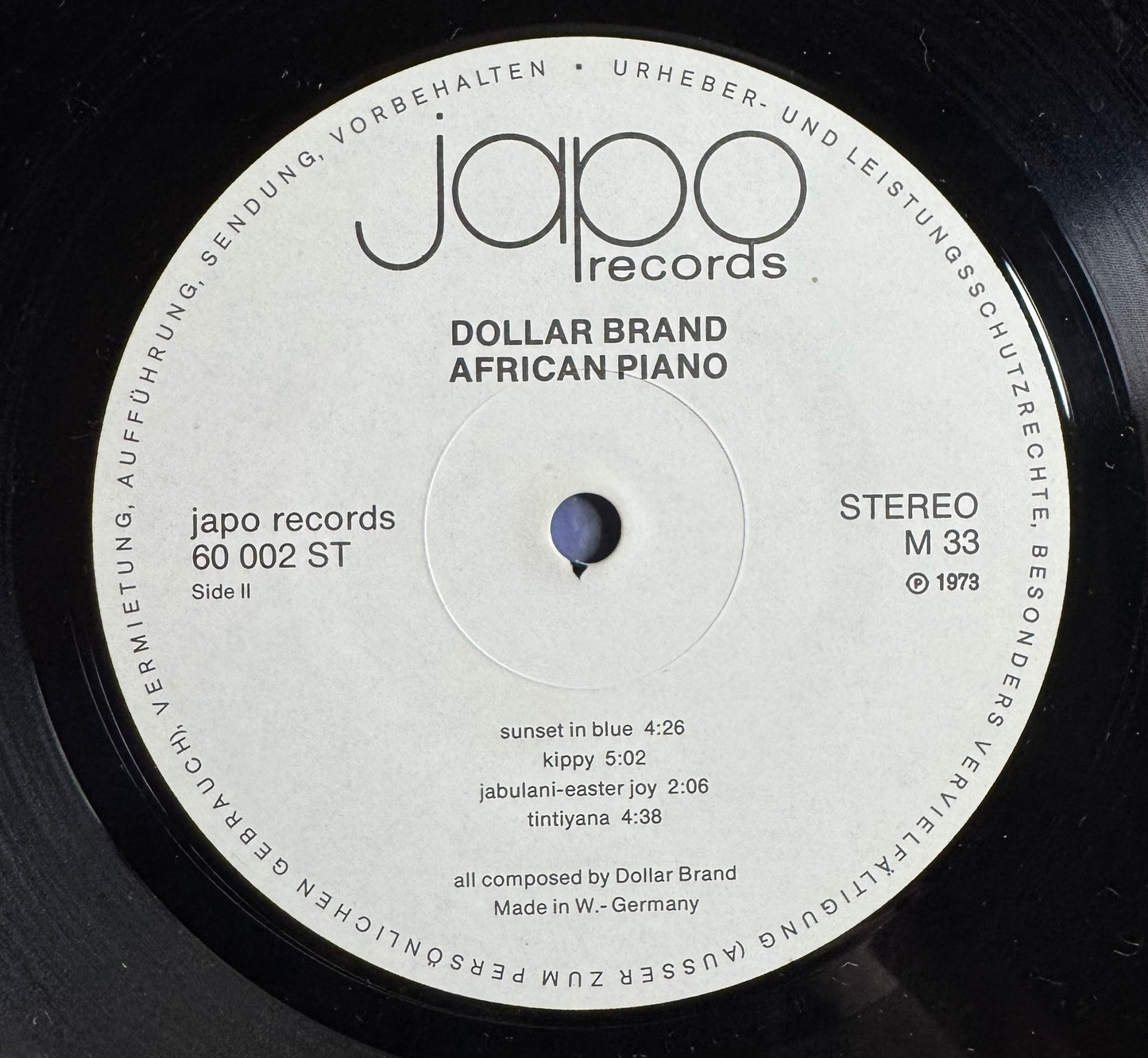 Dollar Brand African Piano LP Japo 1973 EX/EX