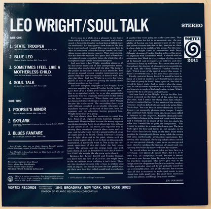 Leo Wright – Soul Talk (Vinyl LP, Vortex / Atlantic Reissue) – Near Mint