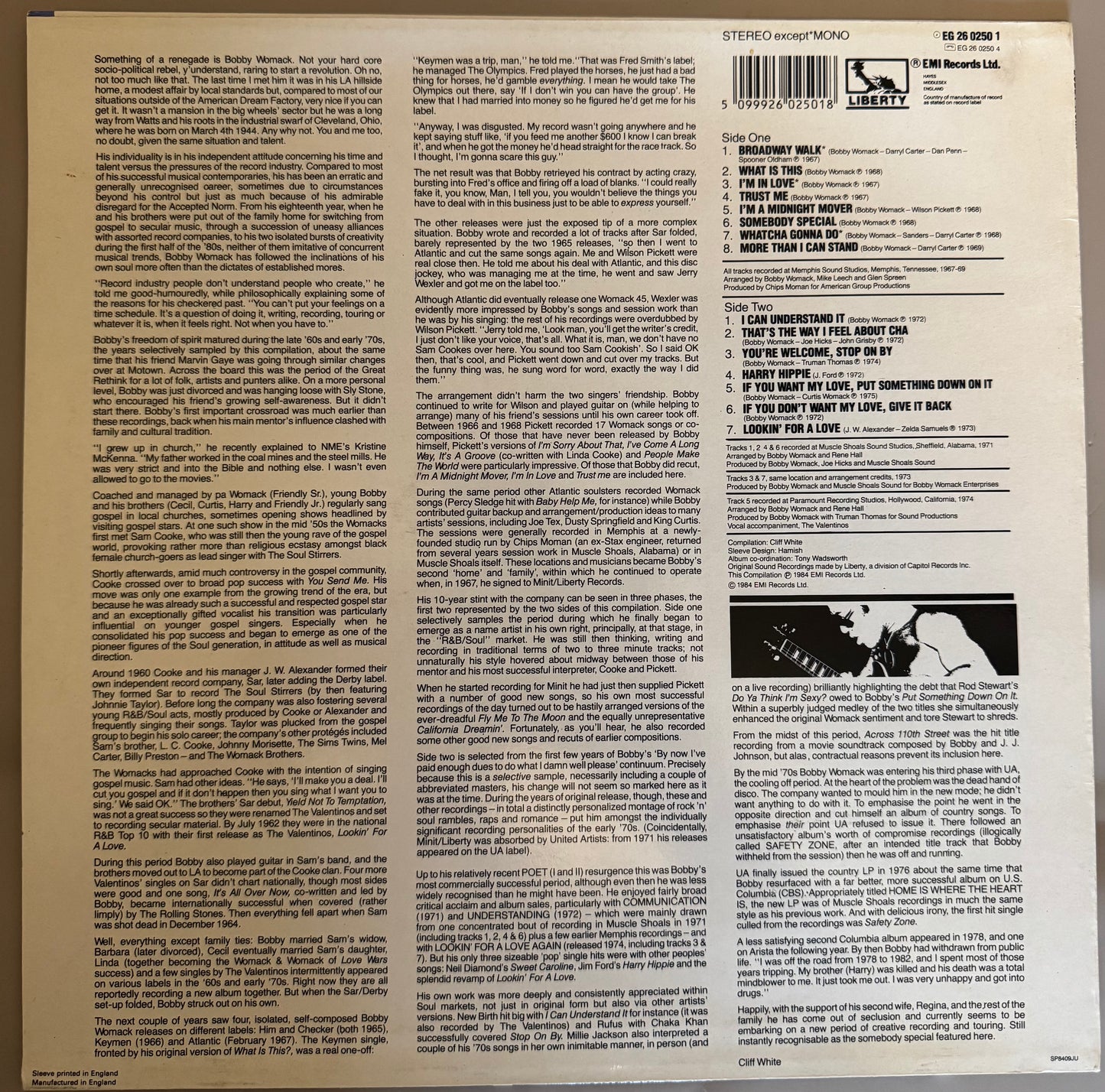 Bobby Womack – Somebody Special (Vinyl LP, EMI Records, 1984) – EX / EX