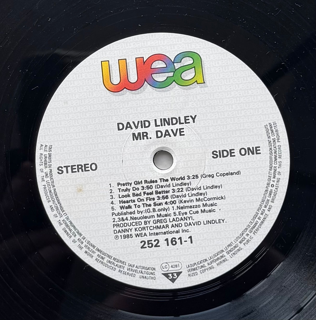 David Lindley – Mr Dave (Vinyl LP, WEA, 1985) – EX / EX