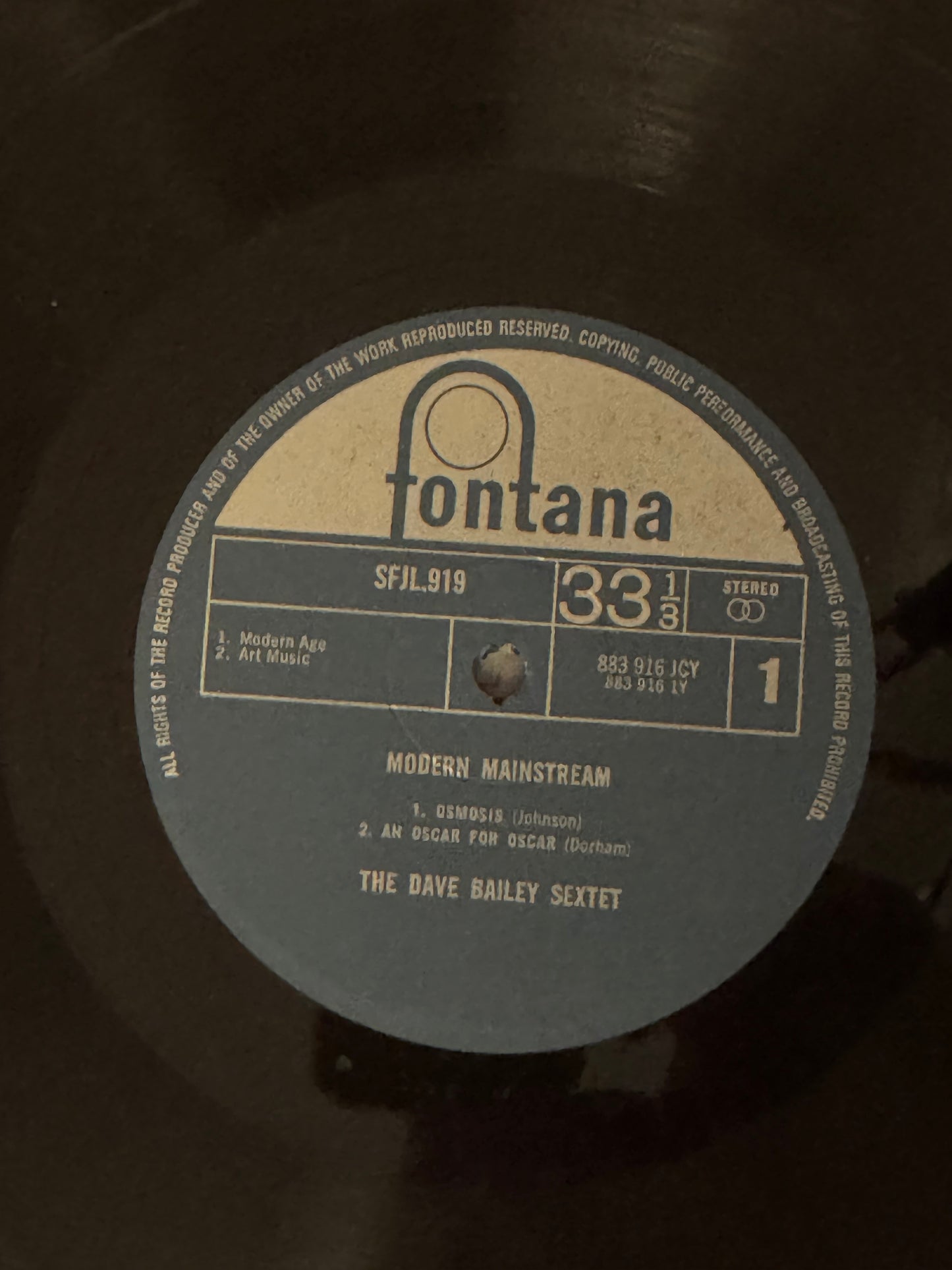 Dave Bailey Sextet - Modern Mainstream (Vinyl LP, Fontana, 1969) - VG+ / EX