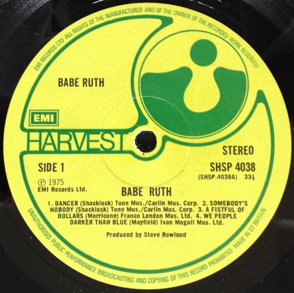 Babe Ruth – Babe Ruth (Vinyl LP, Harvest Records / EMI Records, 1975) – EX / NM