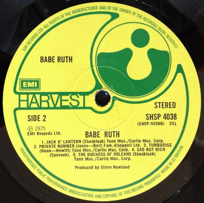 Babe Ruth – Babe Ruth (Vinyl LP, Harvest Records / EMI Records, 1975) – EX / NM