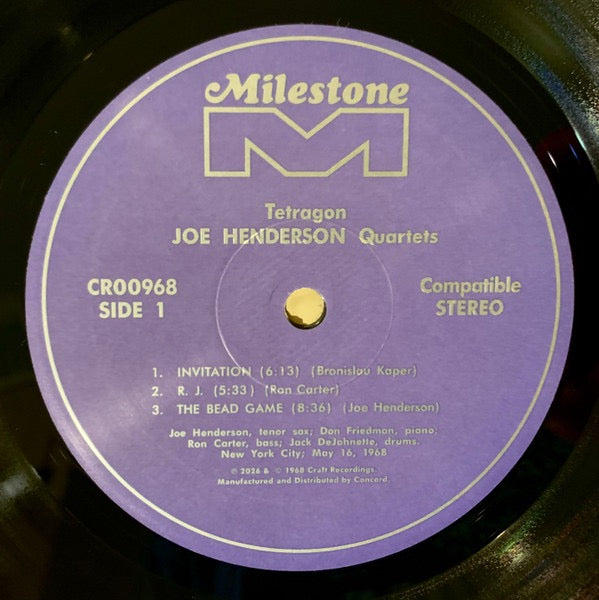 Joe Henderson – Tetragon (Vinyl LP, Milestone Records, Jazz Dispensary Top Shelf Series, 2026 Reissue) – Mint / Sealed