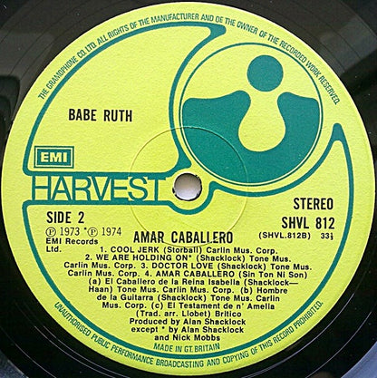 Babe Ruth – Amar Caballero (Vinyl LP, Harvest Records / EMI Records, 1974) – EX / NM