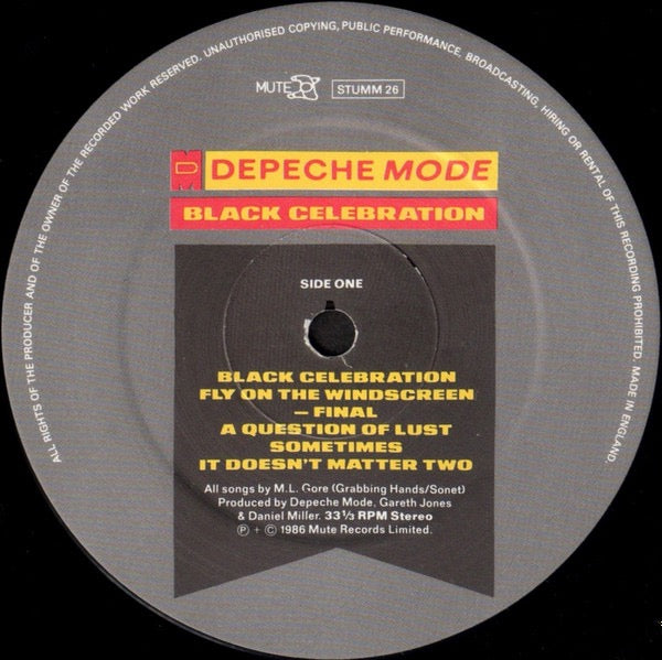 Depeche Mode - Black Celebration (Vinyl LP, embossed, Mute, 1986) - EX / EX