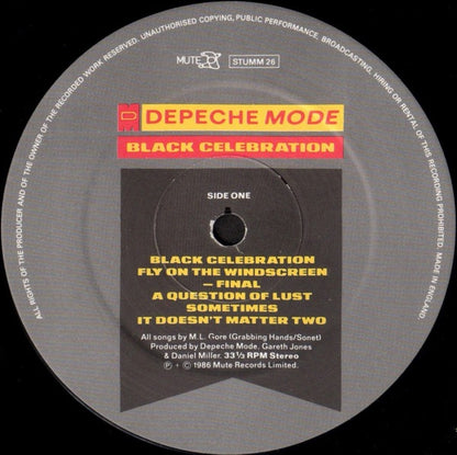 Depeche Mode - Black Celebration (Vinyl LP, embossed, Mute, 1986) - EX / EX