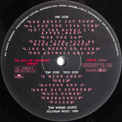 The Wonder Stuff – The Eight Legged Groove Machine (Vinyl LP, The Far Out Recording Company / Polydor Records, 1988) – EX / EX