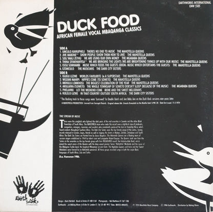 Various Artists – Duck Food: African Female Vocal Mbaqanga Classics (Vinyl LP, Earthworks International, 1986) – EX / NM