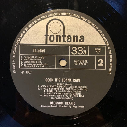 Blossom Dearie – Soon It's Gonna Rain (Vinyl LP, Fontana, 1967 Mono) – EX / EX