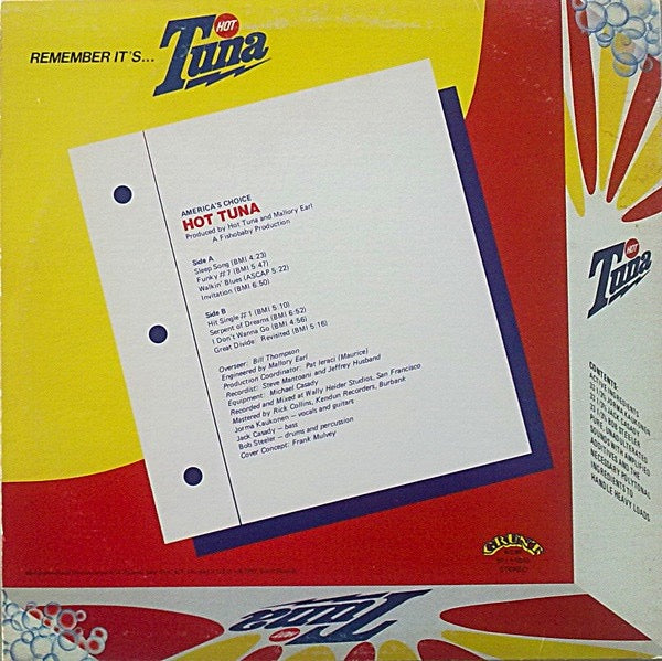 Hot Tuna – America’s Choice (Vinyl LP, Grunt, 1975) – EX / EX