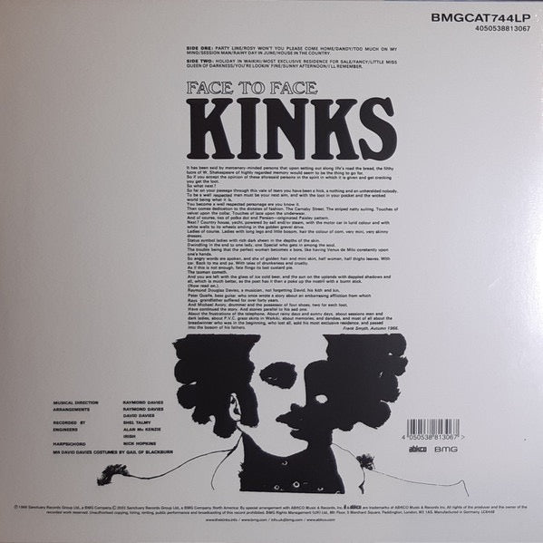 The Kinks – Face to Face (Vinyl LP, Sanctuary Records, 2022 Reissue) – Mint / Sealed