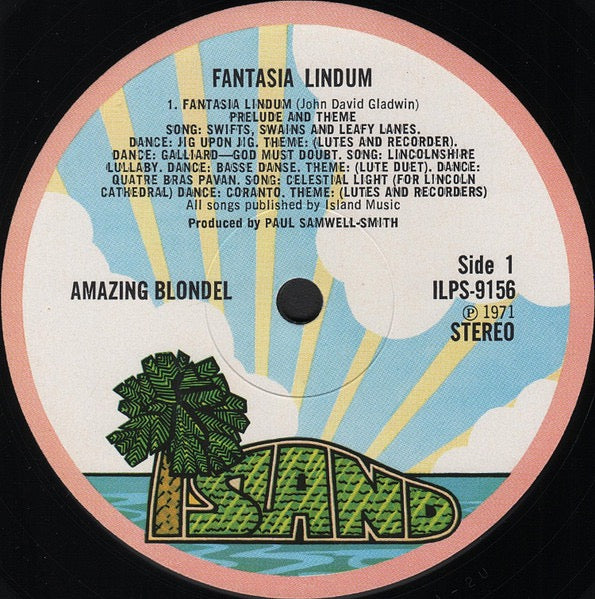 Amazing Blondel Fantasia Lindum LP 1971  Island Pink rim EX/EX