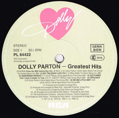 Dolly Parton – Greatest Hits (Vinyl LP, RCA, 1983) – EX / EX