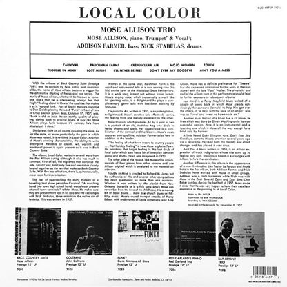 Mose Allison - Local Color (Vinyl LP, Fantasy OJC, 1990) - EX / EX