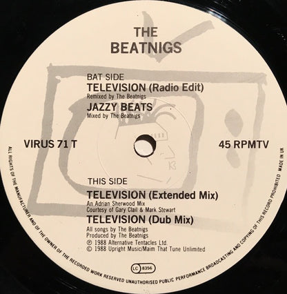 The Beatnigs - Television (Vinyl 12", Alternative Tentacles, 1988) - EX / EX