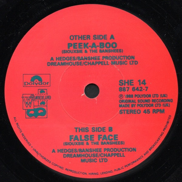 Siouxsie and the Banshees – Peek-a-Boo (12" Vinyl Single, Hedges / Banshees Productions / Polydor Ltd., 1988) – EX / EX