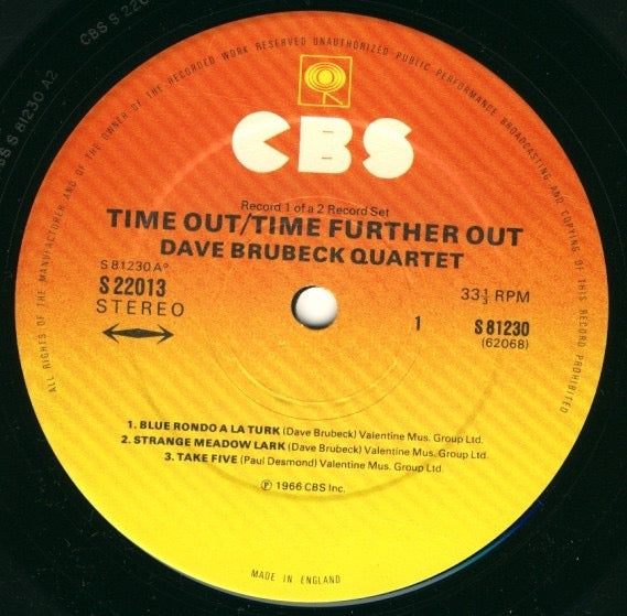 The Dave Brubeck Quartet – Time Out / Time Further Out (2× Vinyl LP, CBS) – EX / EX