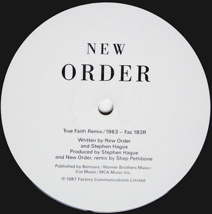 New Order - True Faith Remix (Vinyl 12", Factory, 1987) - EX / EX